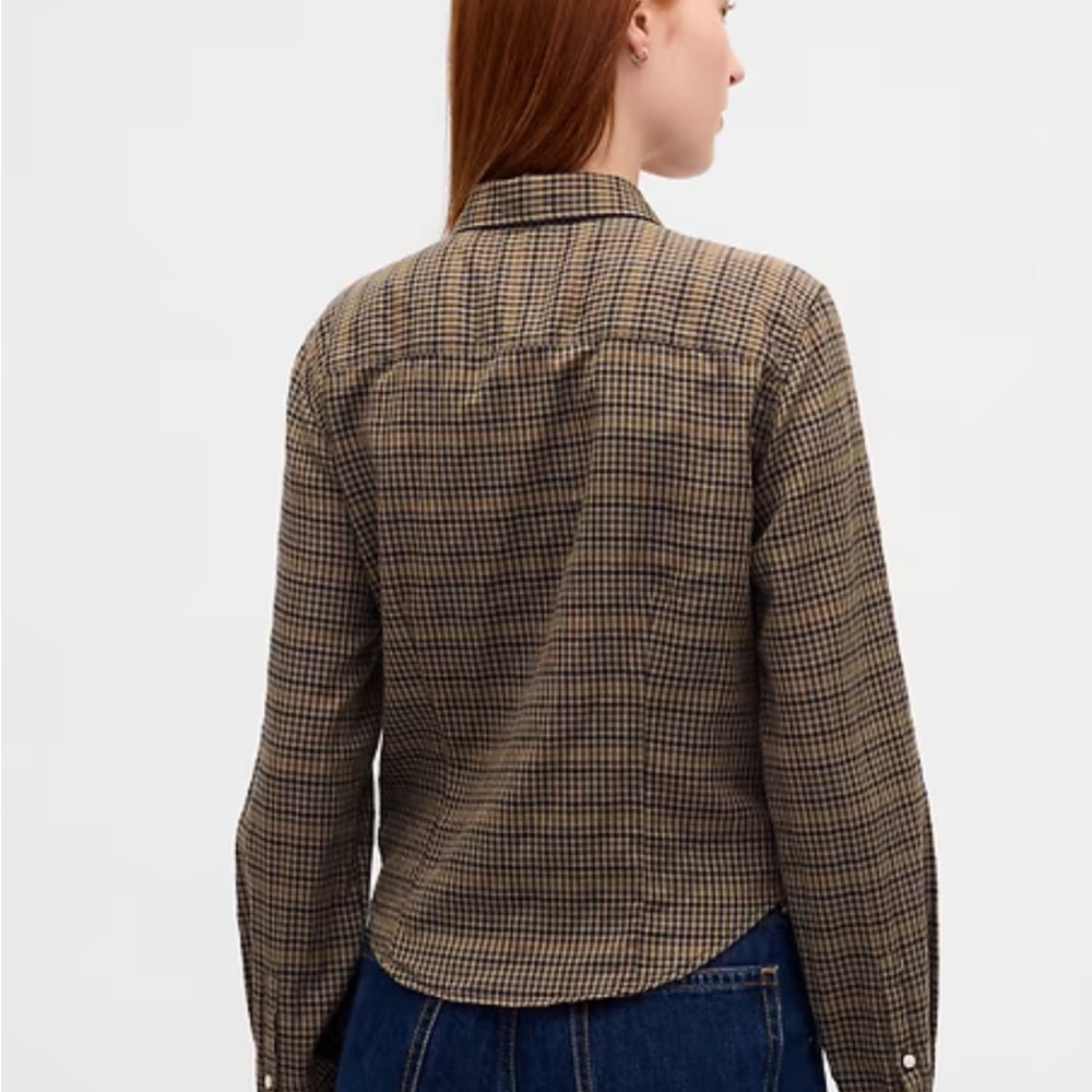 GAP Multicolor plaid Cropped Button-Down Shirt - image 3
